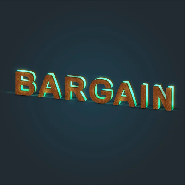 'BARGAIN' - Ilustración realista de una palabra hecha de madera y gl — Archivo Imágenes Vectoriales