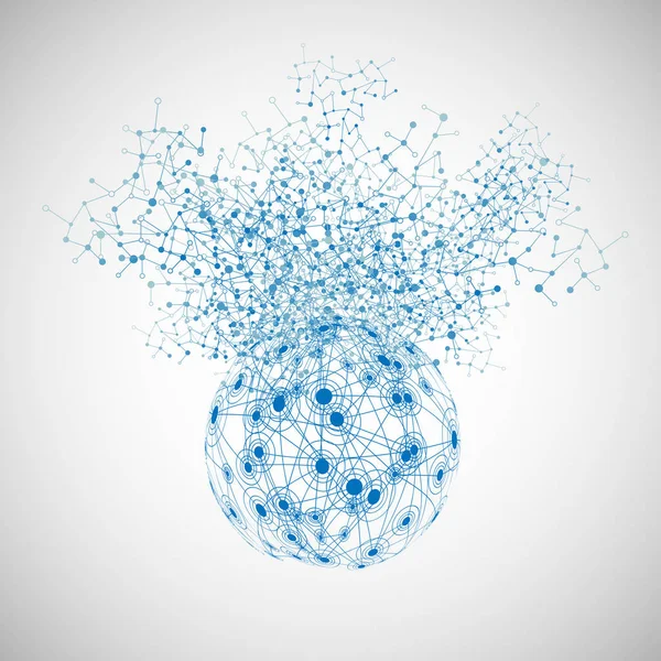 Abstracte veelhoekige achtergrond met verbonden stippen en lijnen, con — Stockvector