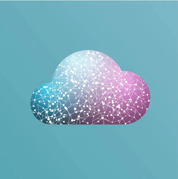 Colorful cloud icon with connections, vector illustration — Stock Vector