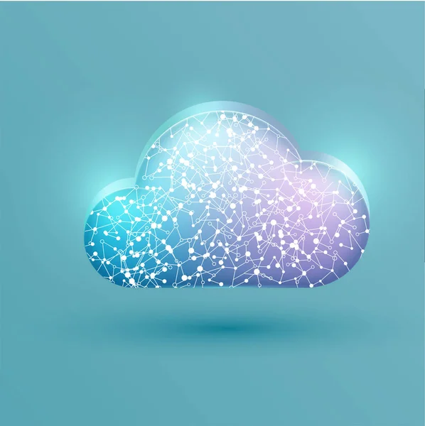 Colorful cloud icon with connections, vector illustration — Stockový vektor