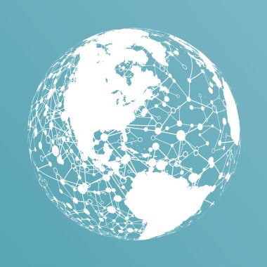 Bağlantılar, vektör Illustration ile noktalı dünya