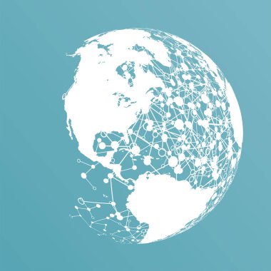 Bağlantılar, vektör Illustration ile noktalı dünya