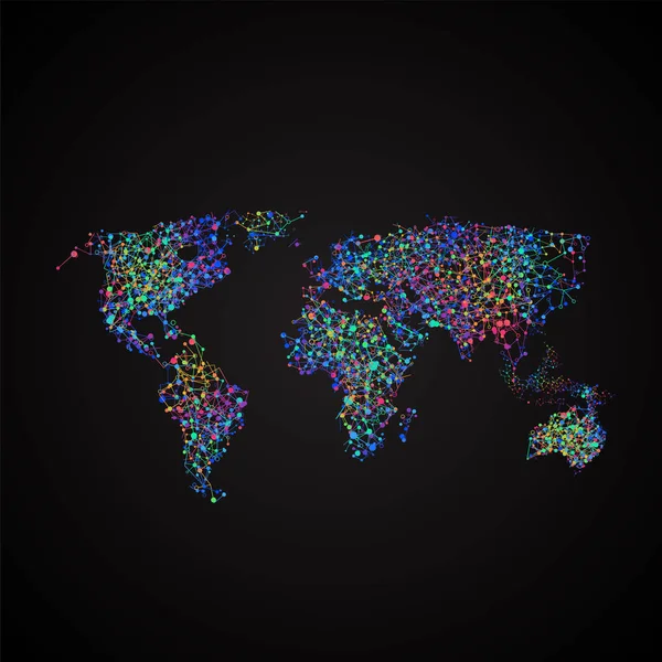 Mundo pontilhado com conexões, ilustração vetorial —  Vetores de Stock