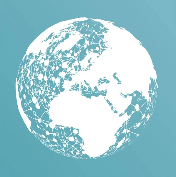 Monde pointillé avec connexions, illustration vectorielle — Image vectorielle
