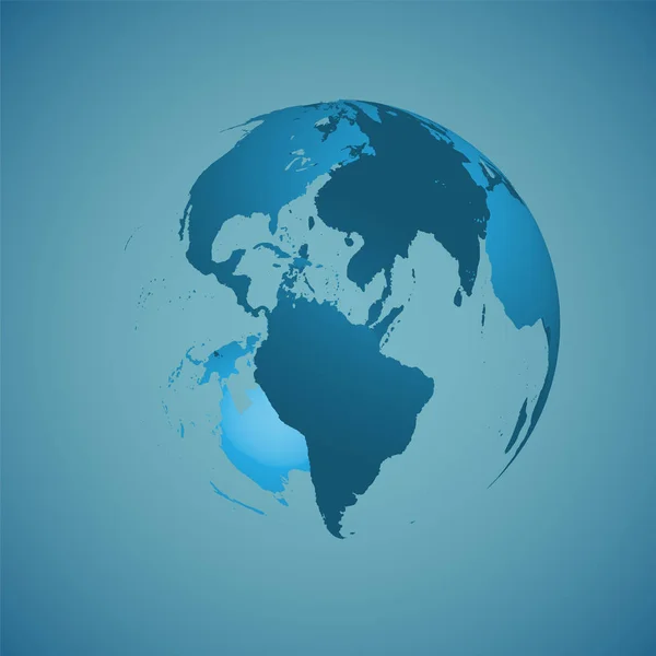 Světová zeměkoule na modrém pozadí, vektorová ilustrace — Stockový vektor