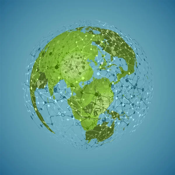 World Globe op een blauwe achtergrond, vector illustratie — Stockvector