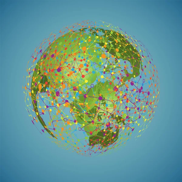 Світова куля на синьому фоні, Векторні ілюстрації — стоковий вектор