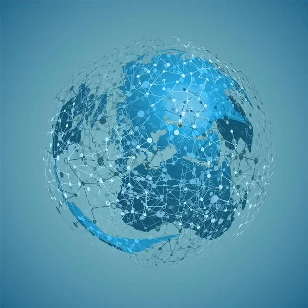 World Globe op een blauwe achtergrond, vector illustratie — Stockvector