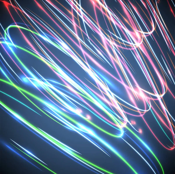Neon verschwommene Kreise auf blauem Hintergrund, Vektorillustration. — Stockvektor