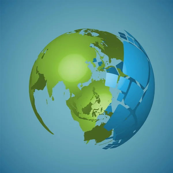 World Globe op een blauwe achtergrond, vector illustratie — Stockvector