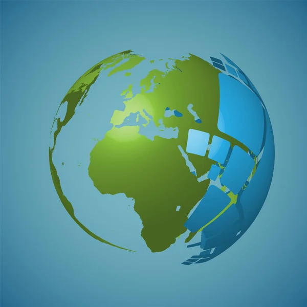 Weltkugel auf blauem Hintergrund, Vektorillustration — Stockvektor