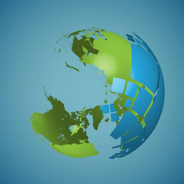 Mondo globo su sfondo blu, illustrazione vettoriale — Vettoriale Stock