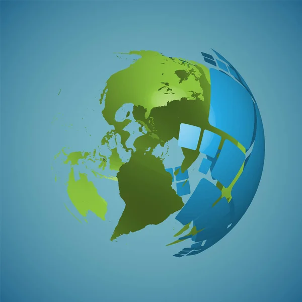 Παγκόσμια υδρόγειο σε μπλε φόντο, απεικόνιση διανυσματικών φορέων — Διανυσματικό Αρχείο