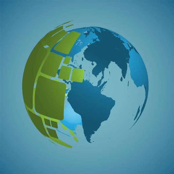 World globe on a blue background, vector illustration — Stock Vector