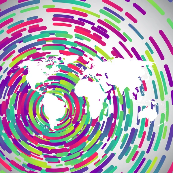 Carte du monde abstraite avec des cercles colorés pour la publicité, vecteur — Image vectorielle
