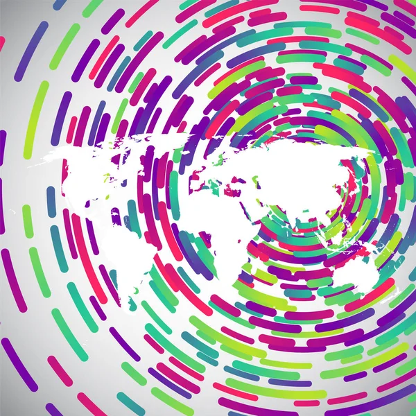 Carte du monde abstraite avec des cercles colorés pour la publicité, vecteur — Image vectorielle