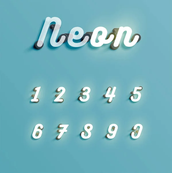Valósághű neon karakterkészlet, vektoros illusztráció — Stock Vector