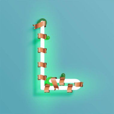 Neon yazı tipi Noel dekorasyon çam ile bir fontset vektör 