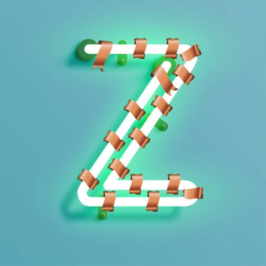 Neon yazı tipi Noel dekorasyon çam ile bir fontset vektör 