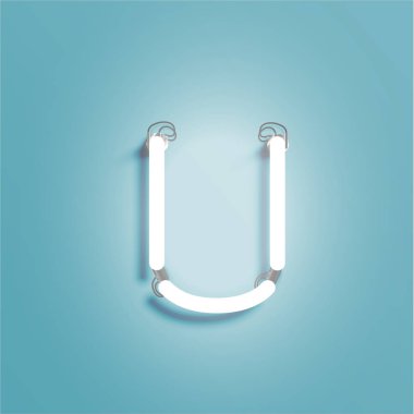 Gerçekçi neon karakter dan bir yazı tipi, vektör çizim