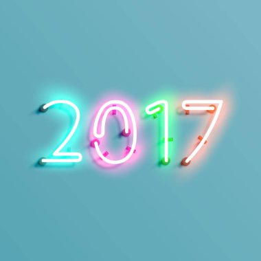 Neon işareti, vektör çizim parlayan 2017