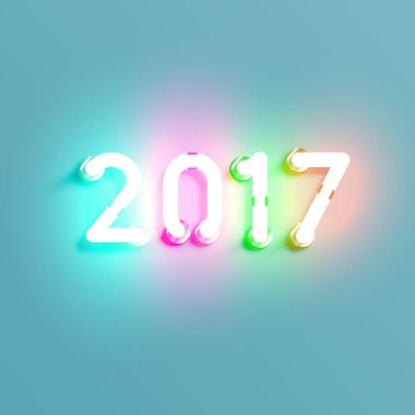Neon işareti, vektör çizim parlayan 2017
