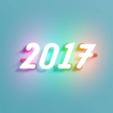 Neon işareti, vektör çizim parlayan 2017