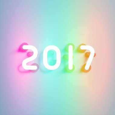 Neon işareti, vektör çizim parlayan 2017