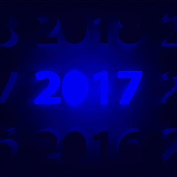 Neon 2017 segno splendente, illustrazione vettoriale — Vettoriale Stock