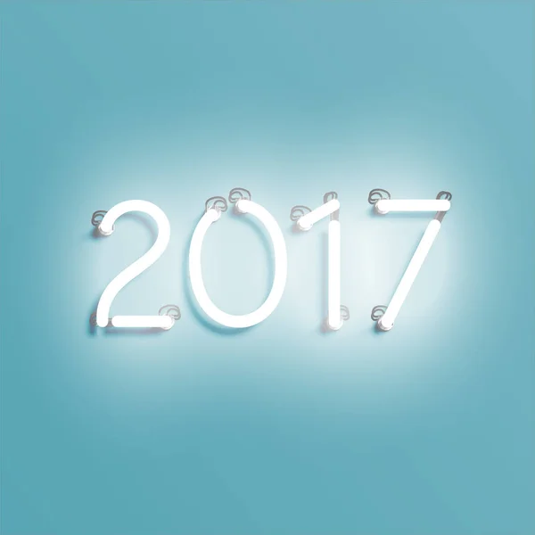 2017 Neon świecące znak, ilustracji wektorowych — Wektor stockowy