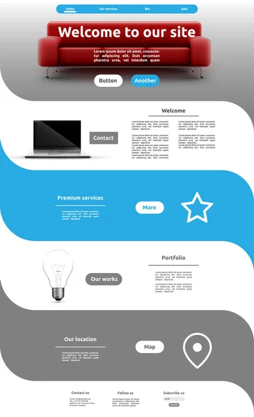 Modello di sito web moderno per le imprese, illustrazione vettoriale — Vettoriale Stock