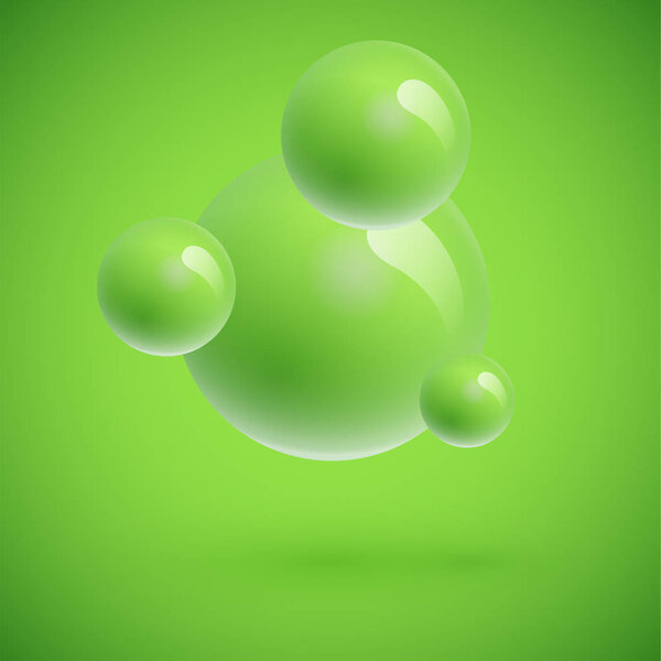 Colorful spheres floating, realistic vector illustration