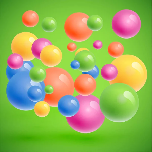 Esferas coloridas flotantes, ilustración vectorial realista — Vector de stock