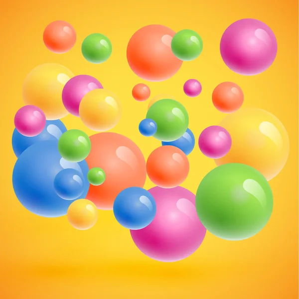 Colorful spheres floating, realistic vector illustration — Stock Vector