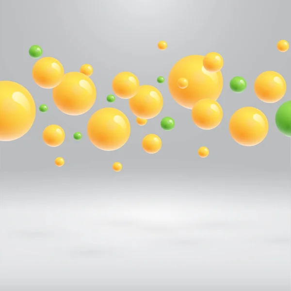 カラフルな球体フローティング、現実的ベクトルイラスト — ストックベクタ
