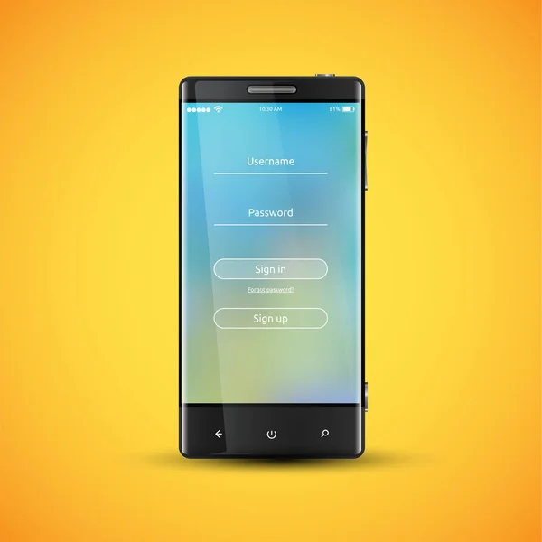 Jednoduchý a barevný povrch uživatelského rozhraní pro telefony Smartphone-přihlašovací obrazovka, v — Stockový vektor