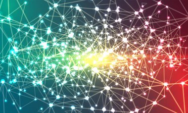 Bağlı noktalar ve l ile soyut Çokgen renkli arka plan