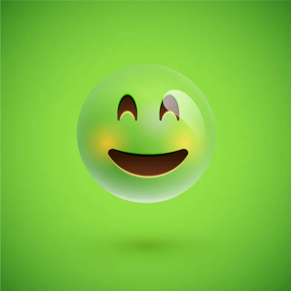 Zelený realistický emotikon, vektorový obrázek — Stockový vektor