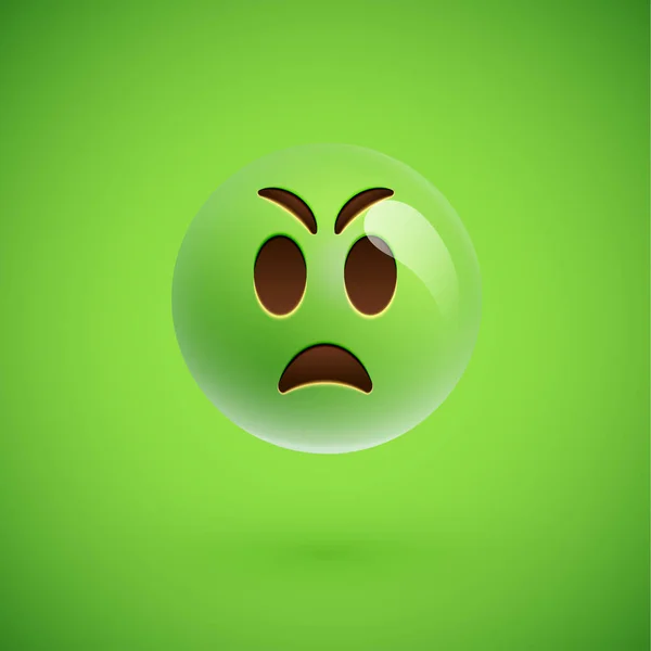 Grüne realistische Emoticon Smiley Gesicht, Vektorillustration — Stockvektor