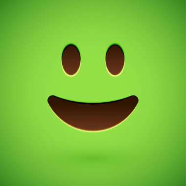 Yeşil gerçekçi ifade gülen yüz, vektör illüstrasyon