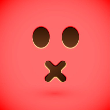 Kırmızı gerçekçi ifade smiley yüz, vektör illüstrasyon