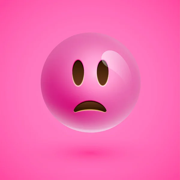 Cara sonriente emoticono realista rosa, ilustración vectorial — Vector de stock