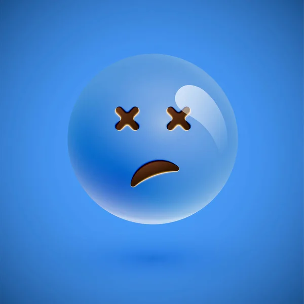 Modrý realistický emotikon, vektorový obrázek — Stockový vektor