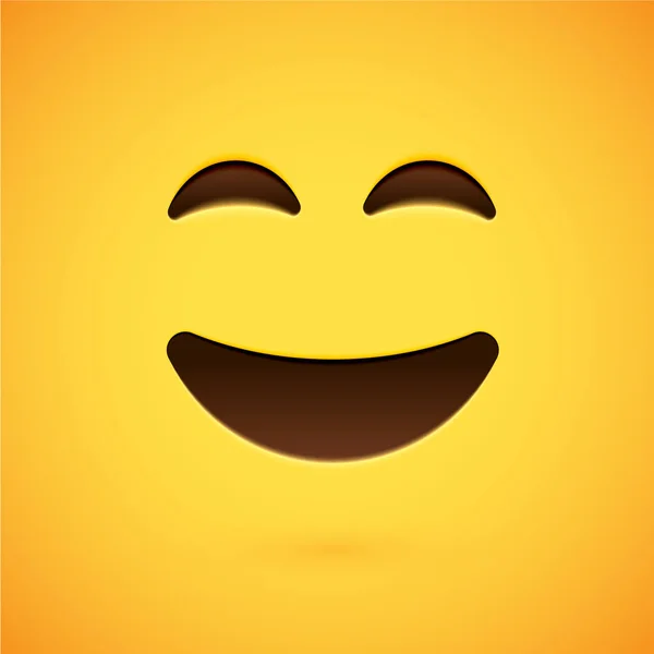 Emoticono amarillo realista frente a un fondo amarillo, vecto — Archivo Imágenes Vectoriales