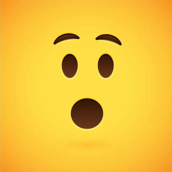 Realistická žlutá Emotikona před žlutým pozadím — Stockový vektor