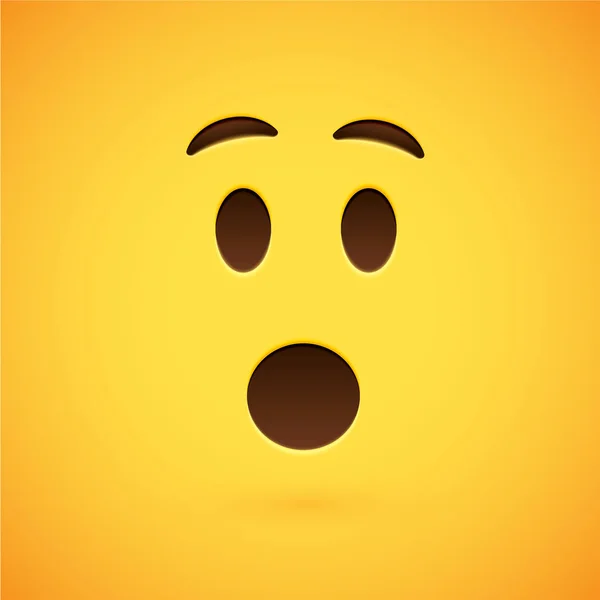 Emoticon amarelo realista na frente de um fundo amarelo, vecto —  Vetores de Stock