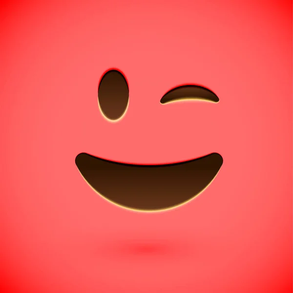 Rouge émoticône réaliste visage souriant, illustration vectorielle — Image vectorielle