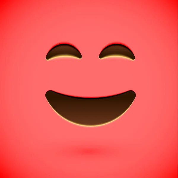 Czerwony realistyczny emotikon smiley twarz, wektor ilustracji — Wektor stockowy
