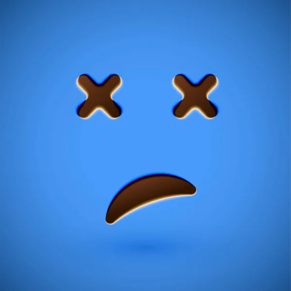 Emoticon realista azul smiley face, ilustração vetorial —  Vetores de Stock