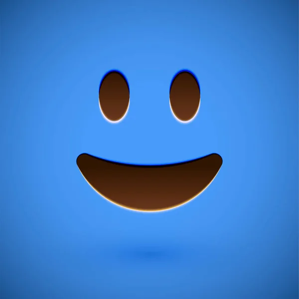 Blue realistic emoticon smiley face, vector illustration — Stock Vector